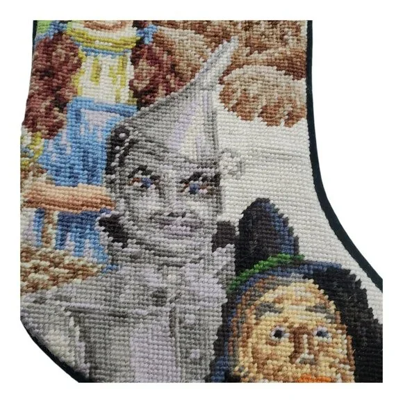Rare Wizard Of Oz Needlepoint Christmas Stocking Wool Rainbow Dorothy Holiday 18 - Picture 6 of 14